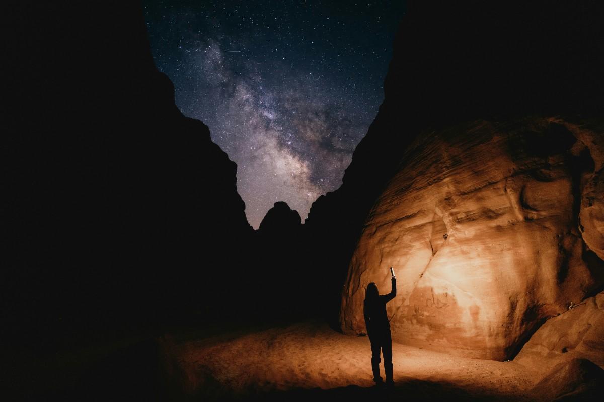 The night sky in the AlUla desert, Saudi Arabia