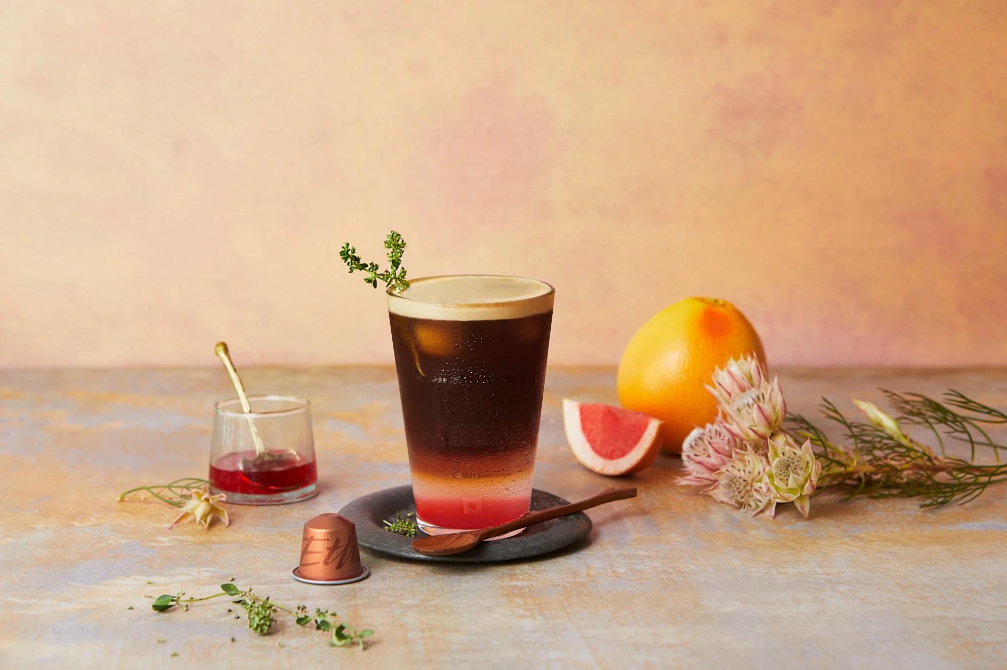 Cool down this August with this iced thyme and grapefruit coffee