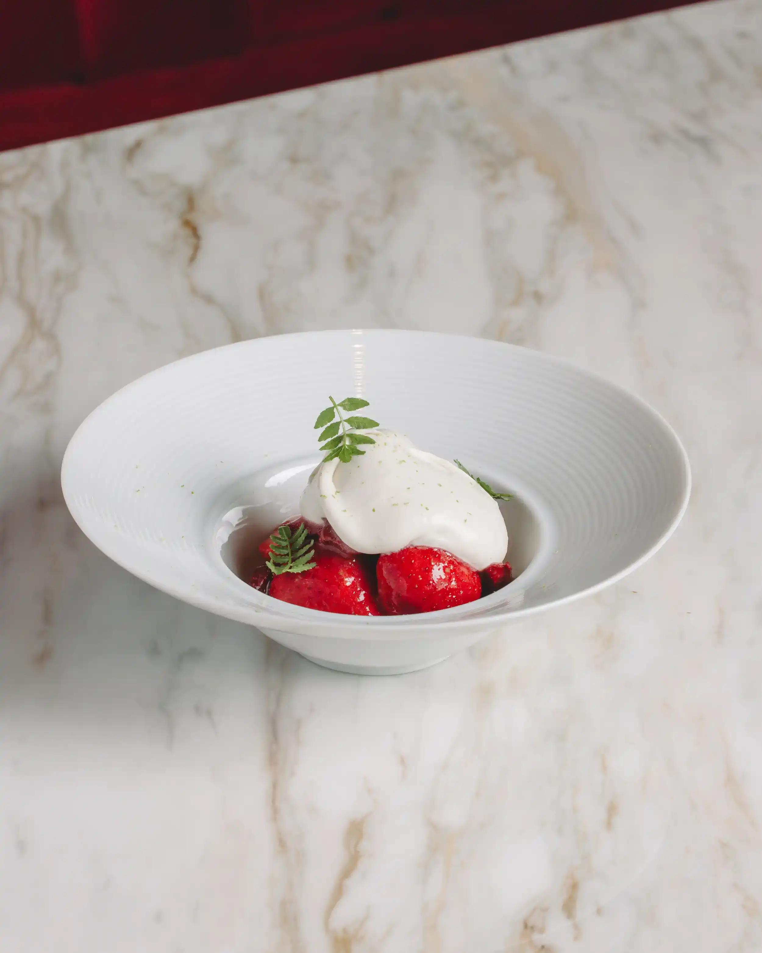 Maison Dali’s strawberries & cream is a daring take on the classic summer dessert