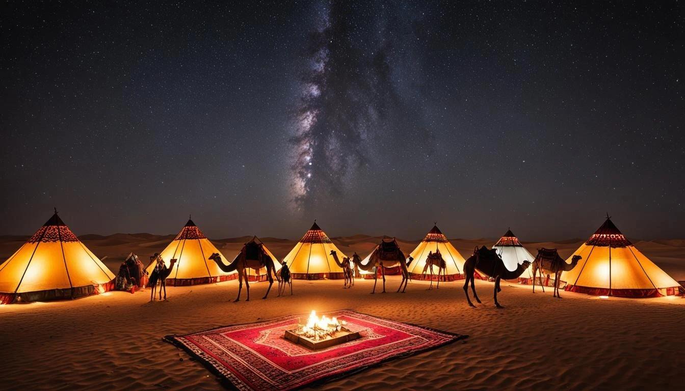A traditional Bedouin camping experience in the Saudi desert.