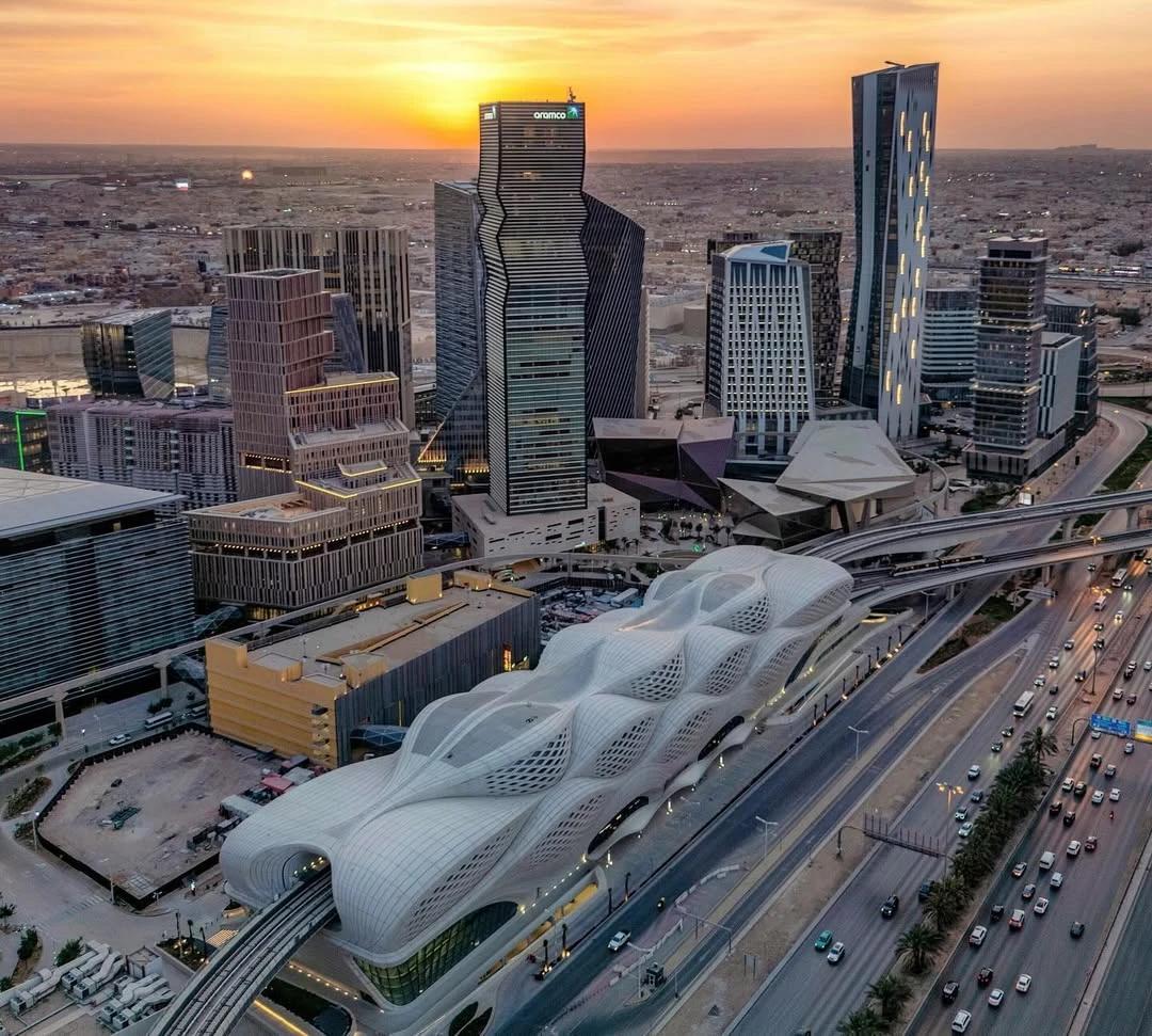 View over Zaha Hadid designed KAFD Metro Station in Riyadh
