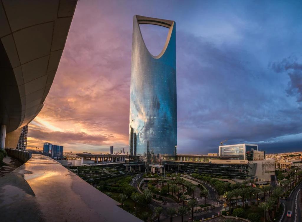 The Kingdom Centre in Riyadh at dusk