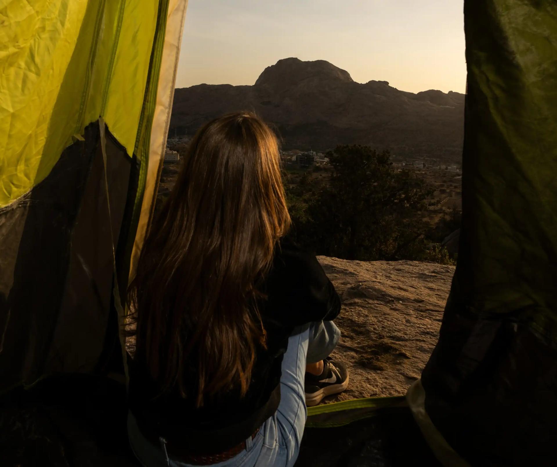 Camping in Tanomah’s high-altitude haven, Al-Sharaf Park