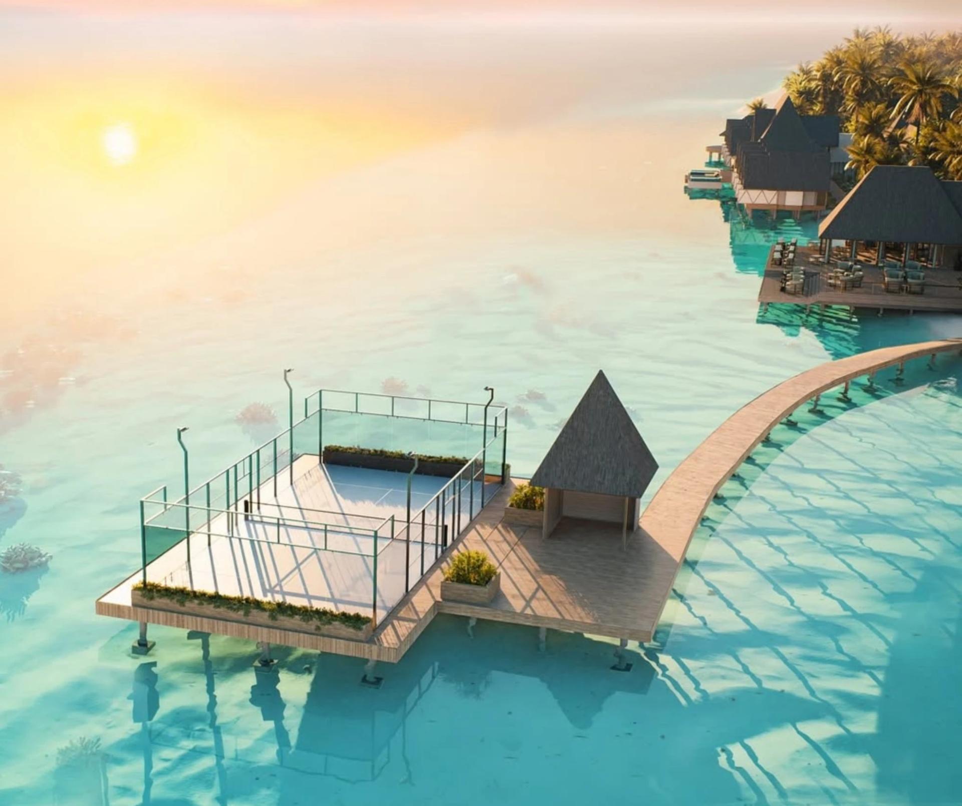 A Maldives resort unveils world’s first fixed overwater padel court