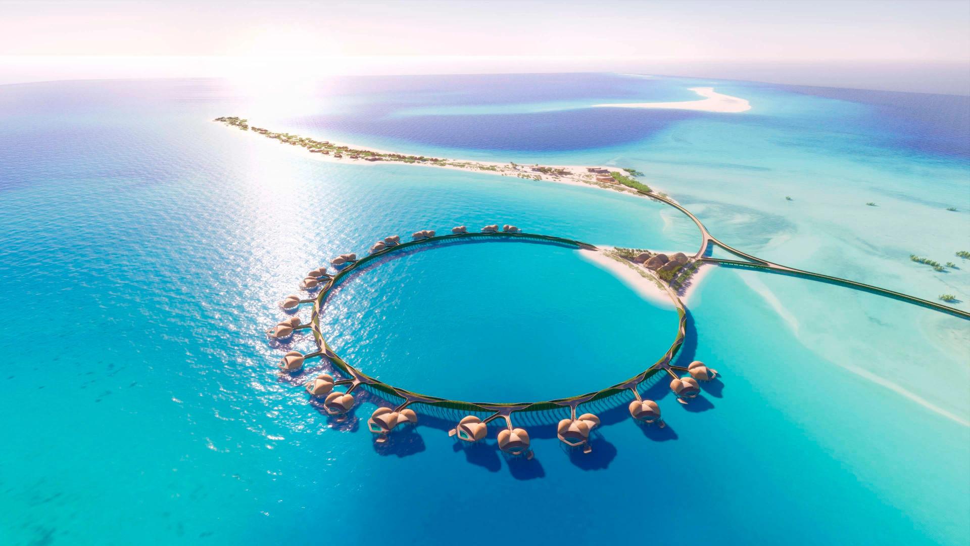 Overwater villas at Nujuma A Ritz Carlton Resort