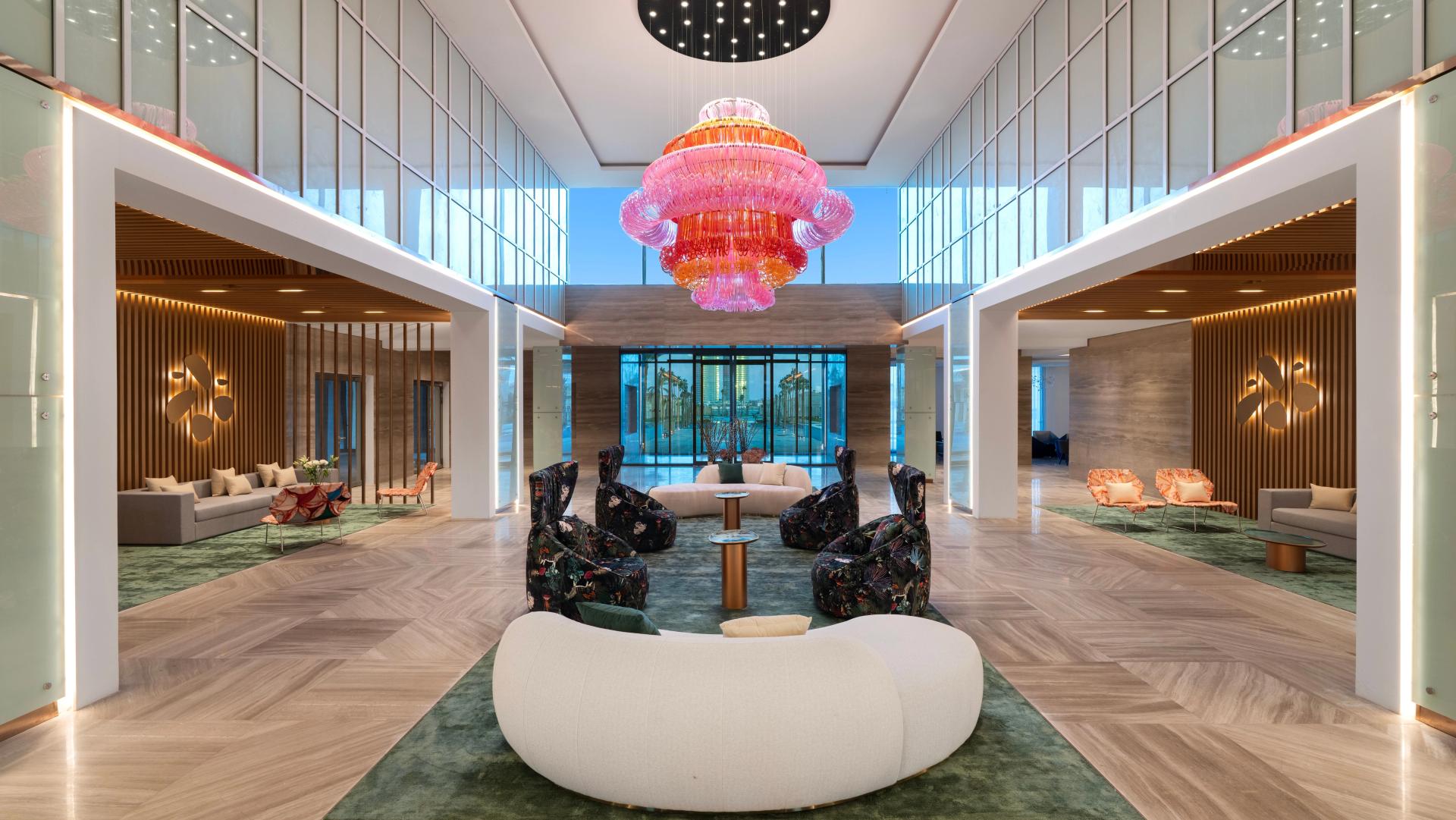 The lobby of the Rixos Obhur Jeddah